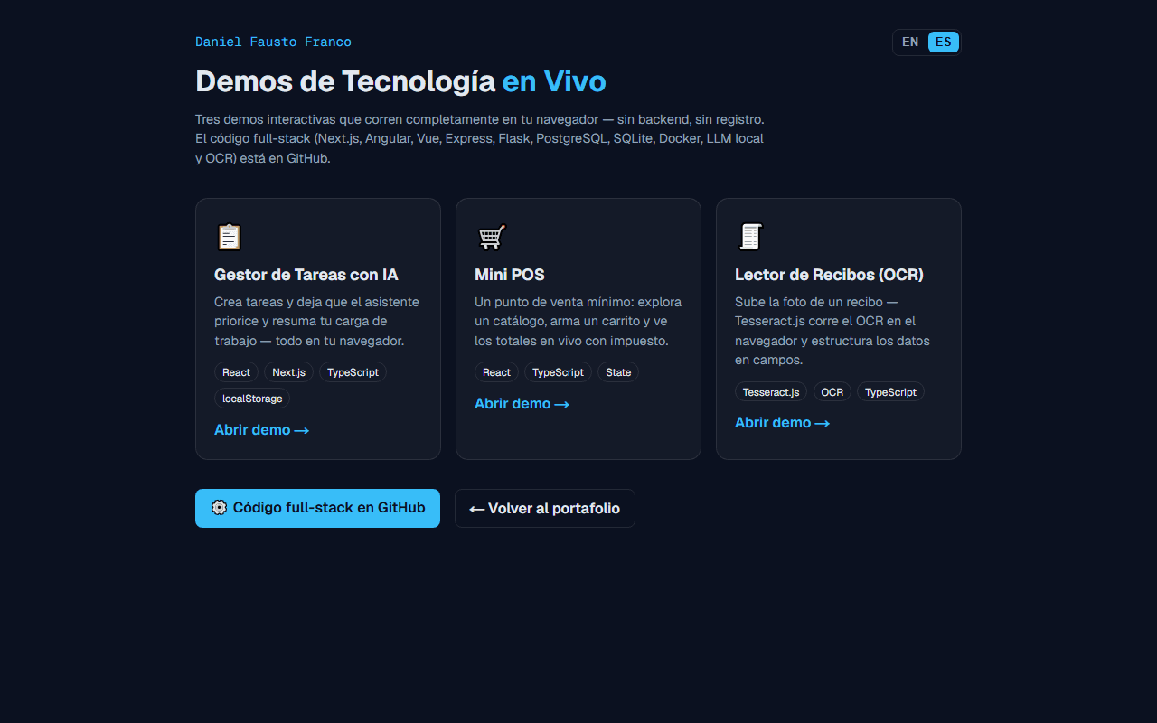 Stack Next Browser Daniel Fausto Franco | Full-Stack Developer